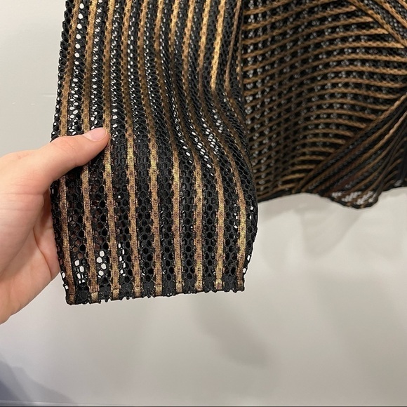 Travelers Collection by Chico’s Stripe Bronze Black Sheer Jacket Full Zip Size 0 - Picture 7 of 11
